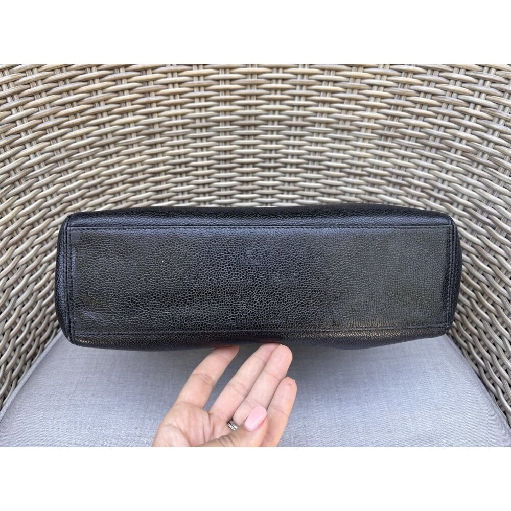 Authentic Chanel black caviar leather embroidered mini tote - Picture 5 of 16